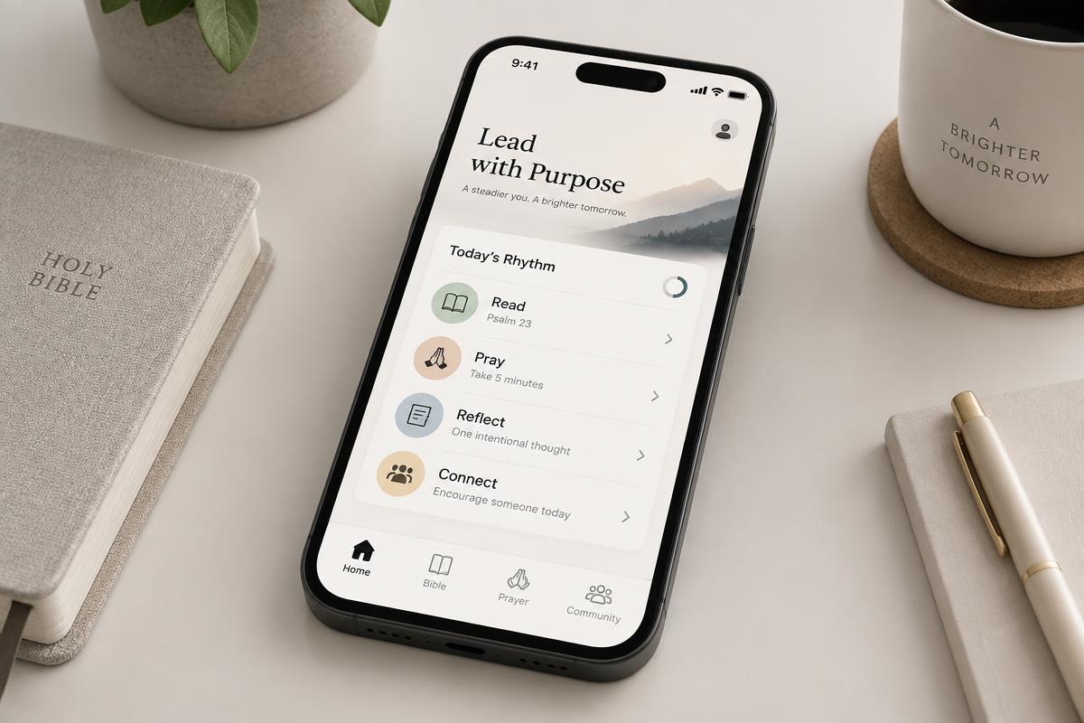 Mobile app showing daily leadership rhythms